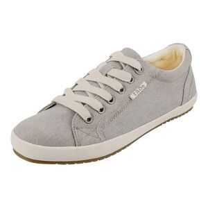 Taos Footwear Star Sneaker Grey Wash Canvas Low Top Lace Up Casual Women’s Sz 9